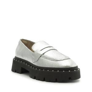 Schutz Christie Studs Lug Loafer Silver Prata S2171200220003-0013 Metallic 9.5B